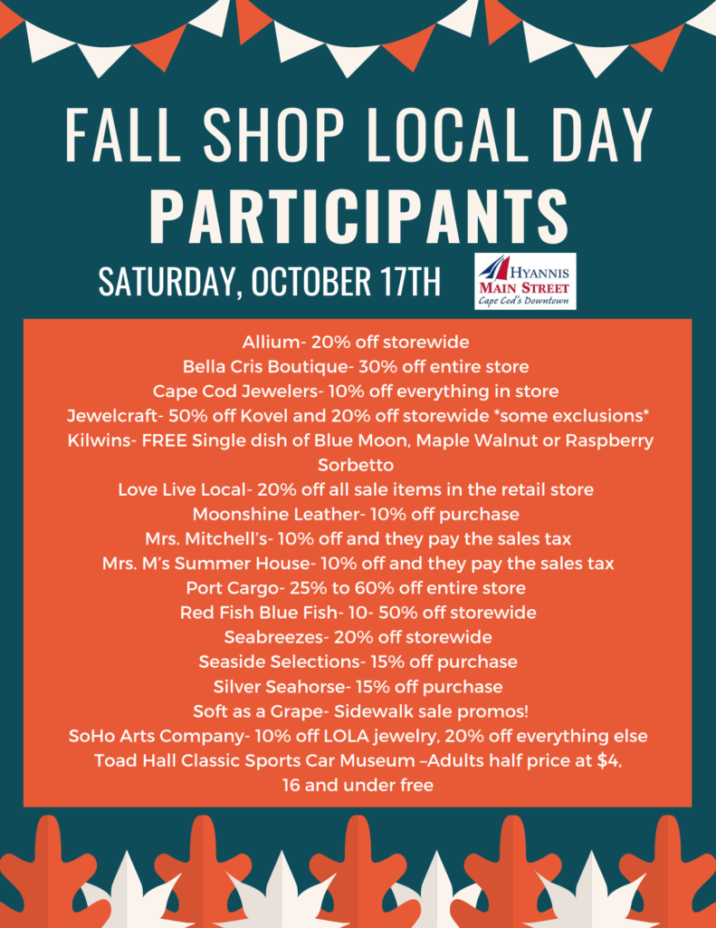 Fall Shop Local Day Hyannis Main Street Business Improvement District